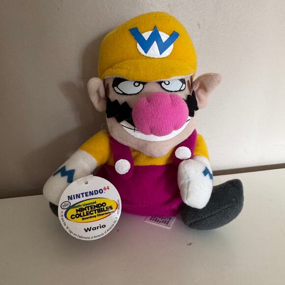 Wario Nintendo 64 Collectible Vintage 1997 Bean Bag Plush Official BD&A - Picture 6 of 6